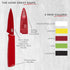 Kuhn Rikon COLORI Non-Stick Serrated Paring Knife with Safety Sheath, 4 inch/10.16 cm Blade, Red...