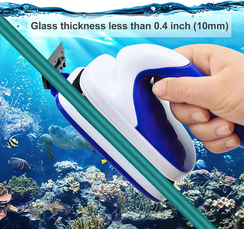 Magnetic Aquarium Fish Tank Cleaner, Fish Tank Magnetic Glass Cleaner, Glass Algae Fish Tank Scrapers Glass Cleaner Floating Brush with Handle Des...