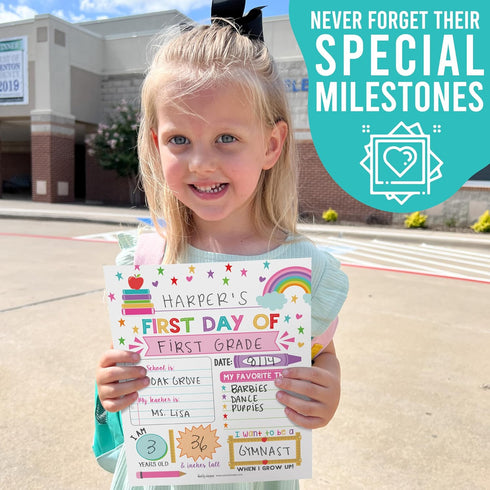 First Day of School Board – 10 Double-Sided First and Last Day Boards, 8x10 Back to School Photo Prop for Kids, Preschool, Kindergarten and Elemen...