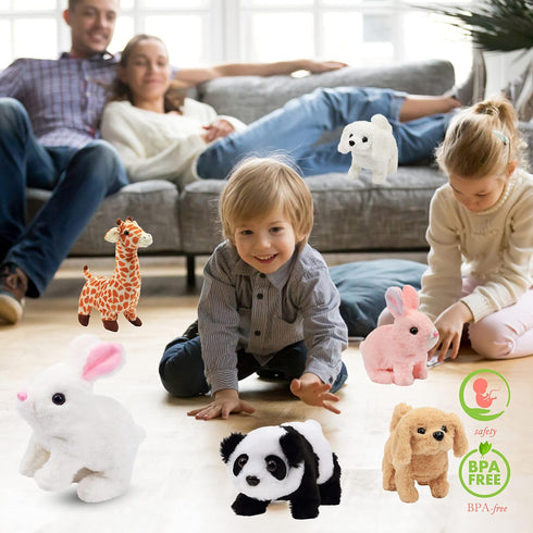 Hopearl Walking Dog Bichon Interactive Electronic Pet Plush Toy Puppy Woof and Moving Animated Nodding Head Gifts for Toddlers Birthday, White, 7'...