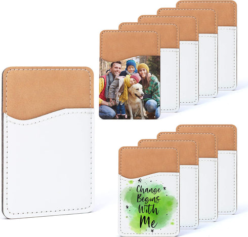 Sublimation Blanks Phone Wallet - PU Leather Card Holder for Back of Phone Stick on iPhone Android HTV Friendly DIY Blanks for Vinyl Projects (Whi...