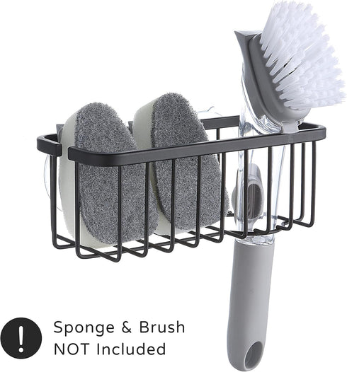 SunnyPoint NeverRust Deluxe Kitchen & Bathroom Sink Sponge Holder Organizer with Adhesive Mount - Additional Suction Cup Included – Sponge & Brush...