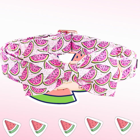 Elegant little tail Dog Collar, Watermelon Print Pet Collar Summer Dog Collar Durable Metal Buckle Dog Collars Cotton Pet Adjustable Dog Collars f...
