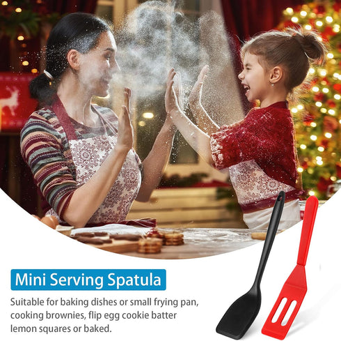 Patelai Mini Silicone Brownie Serving Spatula Flexible Nonstick Serve Turner Heat Resistant Cookie Slotted Spatula for Eggs in Small Frying Pan Co...