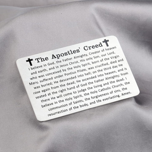 Gzrlyf The Apostles Creed Wallet Card I Believe in God Christian Engraved Wallet Insert Christian Prayer Gifts Religious Gift(Apostles Creed Walle...