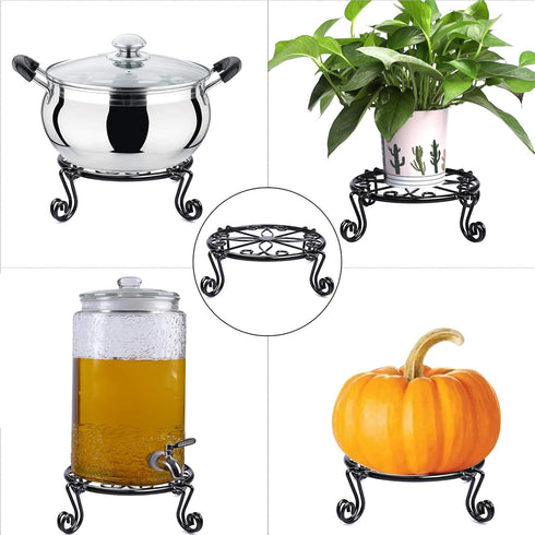 Black Plant Stand for Flower Pot Heavy Duty Potted Holder Indoor Outdoor Metal Rustproof Iron Garden Container Round Supports Rack for Planter Bro...
