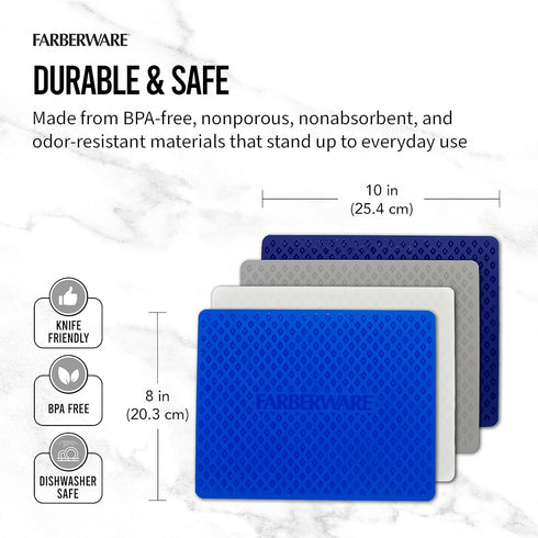 Farberware Flexible Kitchen Cutting Mat Set - Made in the USA - Cross-Contamination Prevention, 8x10 Inches, Non-Slip Design - Easy-Care Kitchen E...