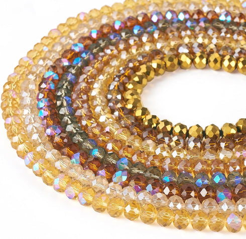 Beadthoven 520pcs 8mm Faceted Rondelle Glass Beads for Jewelry Making Tiny Crystal Beads Briolette Glass Beads Loose Spacers Strands for Jewelry M...