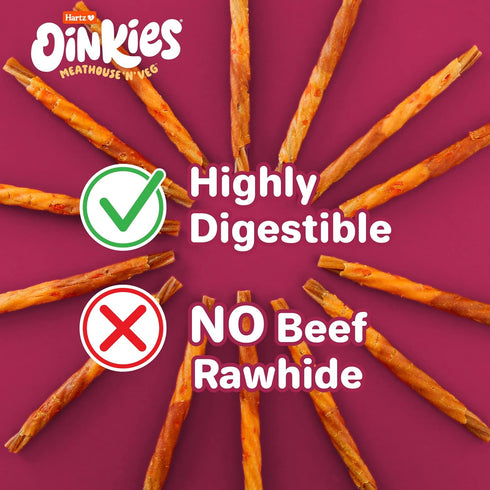 Oinkies Meathouse'n'Veg Tender Ribs Dog Treats with Real Chicken, Duck, Veggies & Peanut Butter Flavor, Highly Digestible and Rawhide-Free, 22 Cou...