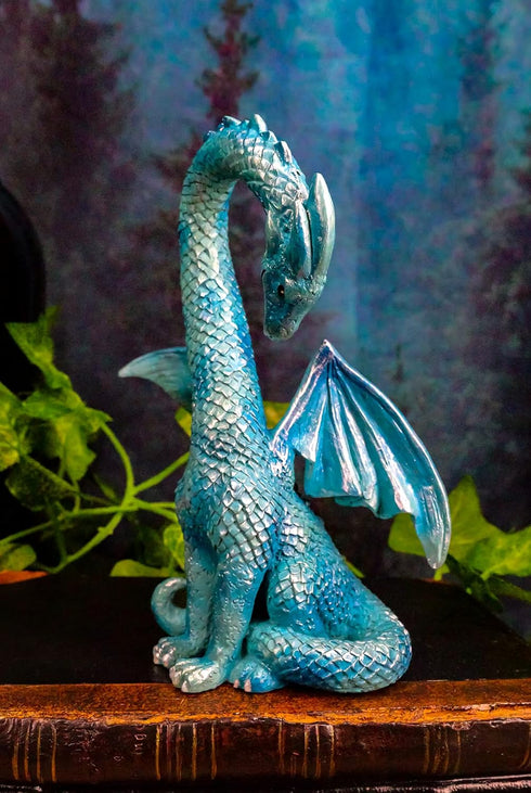 Ebros Valentine Cupid Love Blue Dragon Figurine 5.5" Tall Romantic Male Dragon Left Part of Heart Curve Collectible Medieval Fantasy Dungeons and ...