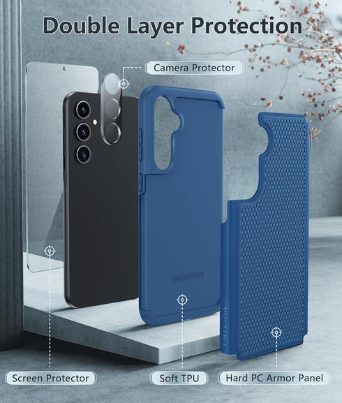 FNTCASE for Samsung Galaxy S23-FE Case: Dual Layer Protective Heavy Duty Cell Phone Cover Rugged Full Body Drop Protection Military Grade Shockpro...