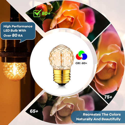 e26 led Bulb G40 Mini Globe Bulb Night Light 1W Equivalent to 10 Watt 2200K Warm White Decorative Light Bulbs Christmas Light Strings Non Dimmable...