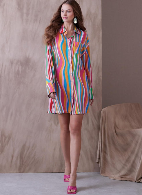Vogue Misses' Button-Front Shirt Dress Sewing Pattern Packet, Design Code V1933, Sizes 6-8-10-12-14, Multicolor...