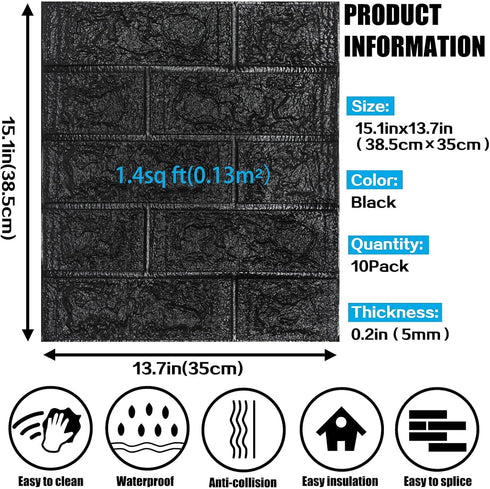 WAPANE 3D Brick Peel and Stick Wallpaper, 3D Wall Panels Self Adhesive, Removable Wallpaper Waterproof PE Foam Paintable,for Bedroom/Living Room/K...