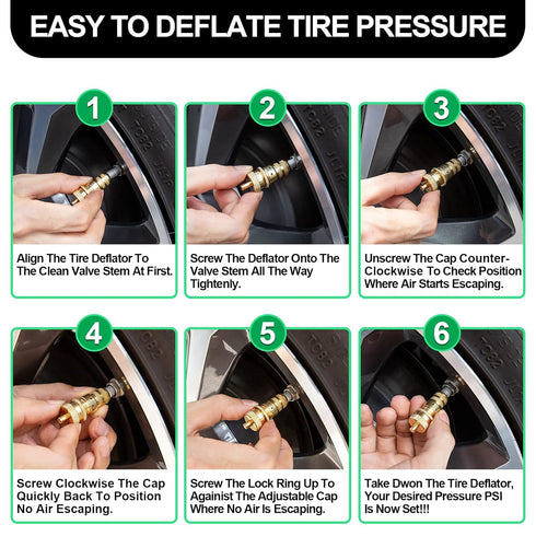 Spurtar Tire Deflator, 6-30 PSI Air Down Tire Deflators Offroad Accessories for Jeep, Car, Truck, Motorcycle, and ATV (4 Pack with Storage Bag)...