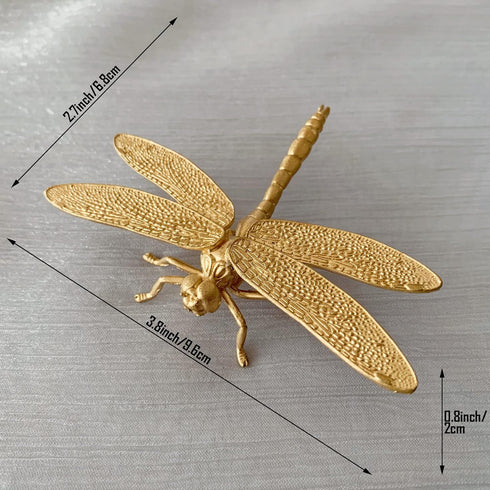 Gold Dragonfly Sculpture Solid Metal Insect Ornament Mini Insect Figurine for Home Office Garden Desktop Decor (Dragonfly)...