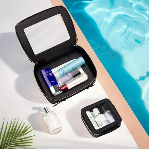 Small Clear Make Up Bag Square Make Up Bag Clear Makeup Travel Bag Clear Travel Makeup Bag Cosmetic Case Clear Makeup Organizer Bag Clear Make Up ...