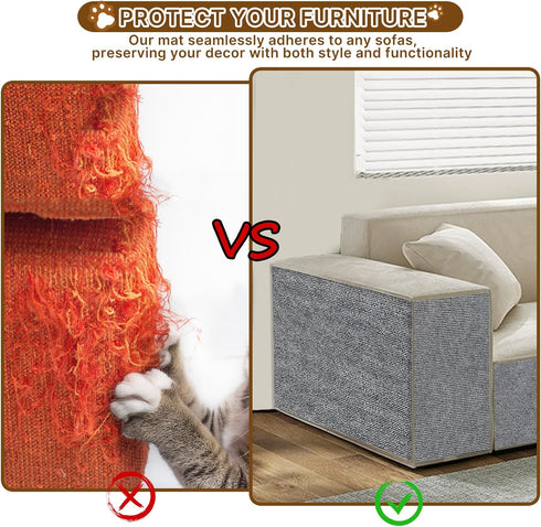 Cat Scratching Mat 78.7"x15.8" Timmable Cat Scratch Furniture Protector, Self-Adhesive Cat Scratching Carpet for Cat Scratch Post, DIY Climbing Ca...