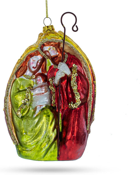Nativity Scene Blown Glass Christmas Ornament...
