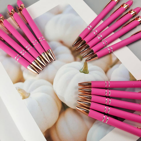 Aozora 15 Pieces Retractable Ballpoint Pens Black Ink 1.0 mm with Stylus Tip Touch School Office Decor Supplies Pretty Aesthetic Pens (Pink&Gold)...