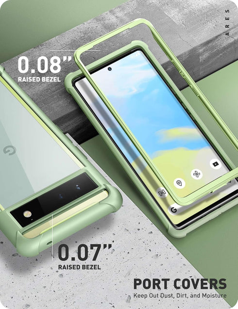 i-Blason Ares Series Designed for Google Pixel 6 Case (2021), Dual Layer Rugged Clear Bumper Case Without Built-in Screen Protector (MintGreen)...