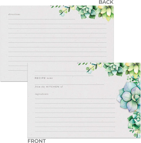 48 Succulents Recipe Cards, 4x6 in, Water Resistant...