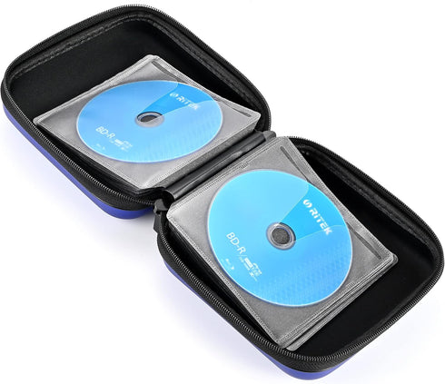 alavisxf xx CD Case, 48 Capacity EVA Protective Blu-ray DVD Case Portable Zipper CD Case Holder Disc Storage Organizer Wallet Bag for Car Home Tra...