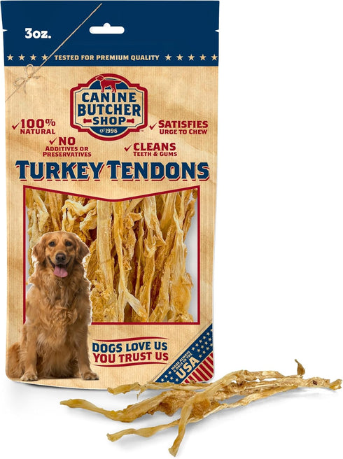 Turkey Tendons for Dogs Made in USA, Raised in USA, All-Natural Dog Chews for Small Dogs, Dog Snack for Large Dogs, Single-Ingredient Treat, Healt...