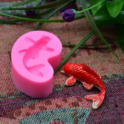 2Pcs/Set Koi Fish & Goldfish Fondant Mold, Carp Silicone Molds for Chocolate Candy Cake Cupcake Decoration Gum Paste Polymer Clay Soap Resin Crayo...