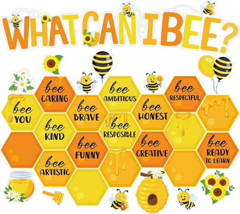 39 Pcs Bee Bulletin Board Set Bee Inspirational Bulletin Board Decor Honey Bees Cutouts with Adhesive Dots Bee Classroom Bulletin Board Decoration...