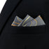 S&W SHLAX&WING Mens Pocket Square Grey with Yellow Golden Geometric Wedding...