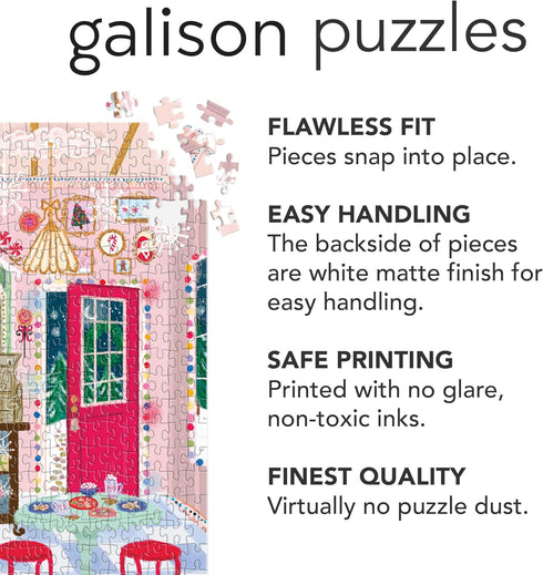 Galison Gingerbread Cottage – 500 Piece Joy Laforme House Shaped Jigsaw Puzzle Featuring Beautiful Artwork of A Christmas Gingerbread Bakery...