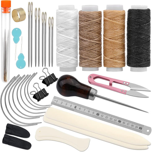 33 Pcs Bookbinding Kits 4 Pcs Bone Folder Paper Creaser Paper Folding Tool Book Binding Supplies with Bookbinding Needle, Waxed Thread, Steel Rule...
