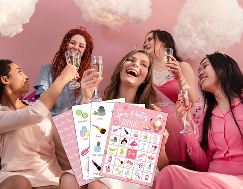 Spa Bingo Cards, Beauty Themed Bingo Games for 24 Players, Spa Games for Family Friends Large Group Activities, Sleepover Party Favors Supplies De...