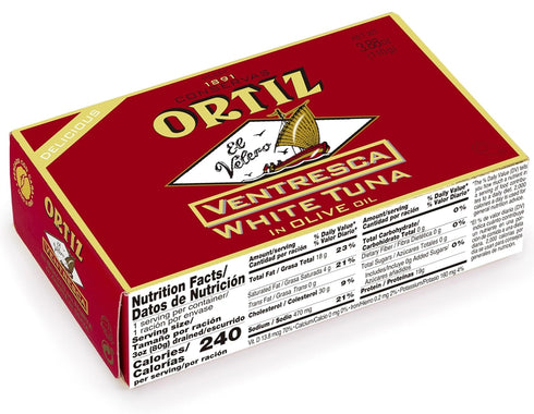 Ortiz Ventresca White Tuna Belly in Olive Oil, Tender Buttery Fillets with Exquisite Flavor, Superior Wild Caught Tuna Packed in Delicate Spanish ...