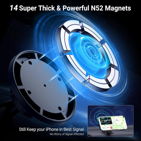 PROfezzion 2-Pack Compatible with MagSafe Car Mount, Magnetic Phone Holder for Car Dashboard, Home & Office Compatible with iPhone 16 15 14 13 12 ...