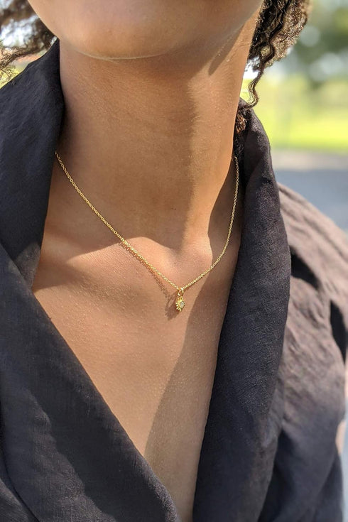 LEMON GRASS Dainty Sun Necklace Moonstone Pendant | Delicate Gold Sun Choker 14 Inch with 2'' Extender | Minimalist Everyday Wear Jewelry Gift...