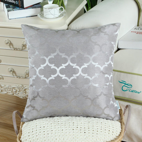 CaliTime Pack of 2 Cushion Covers Throw Pillow Cases Shells for Home Sofa Couch Modern Shining & Dull Contrast Quatrefoil Accent Geometric 20 X 20...