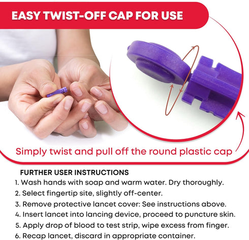 Ever Ready First Aid Sterile Twist-Cap Lancets 30G Purple - 150 Count...