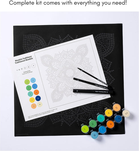Plaid Traditional Mandala Modern Dot Kit, 14" x 14" Paint by Numbers for Adults and Kids, Easy-to-Follow DIY Crafts, Art Supplies with A Textured ...