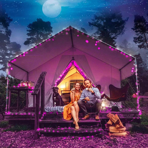 JMEXSUSS 2 Pack Pink Solar Christmas Lights, 33ft 100 LED Solar String Lights Outdoor Waterproof, 8 Modes Solar Fairy Lights for Outside Garden Pa...