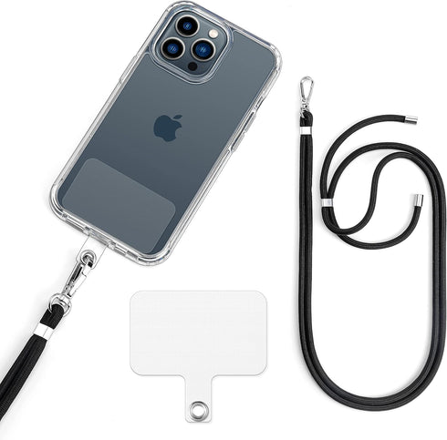 Black Universal Cell Phone Lanyard with Adjustable Strap - Phone Necklace Comfortably Around The Neck, Compatible with All Smartphones - Multipurp...