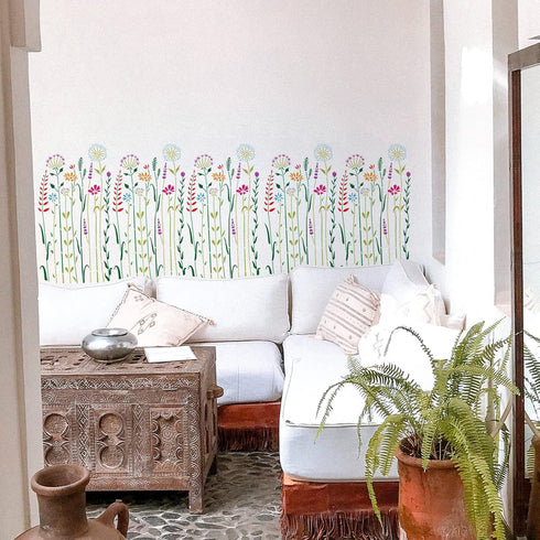 BENECREAT 2Pcs Wildflower Stencils, 12x12inch Tall Flower Weeds Tree Plants PET Painting Templates Drawing Stencils for Scrapbooking, Floor Furnit...