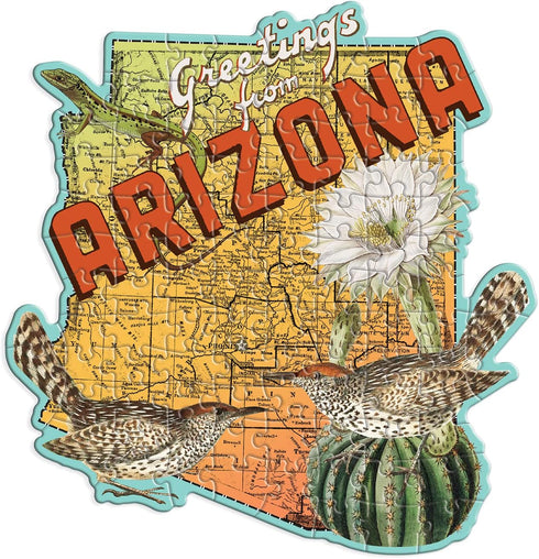 Galison Arizona Mini Shaped Puzzle - 100 Jigsaw Pieces Featuring Art by Bestselling Artist Wendy Gold, Die-cut Mini Shaped Puzzle, Makes a Great G...