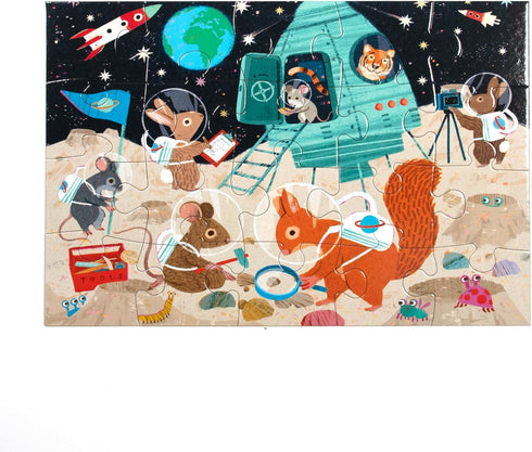 eeBoo: Space Exploration - 20 Piece Puzzle - 15 x 11 Kids Jigsaw, Oversized Glossy Pieces, Animals On The Moon, Preschool Puzzle, Age 3+...