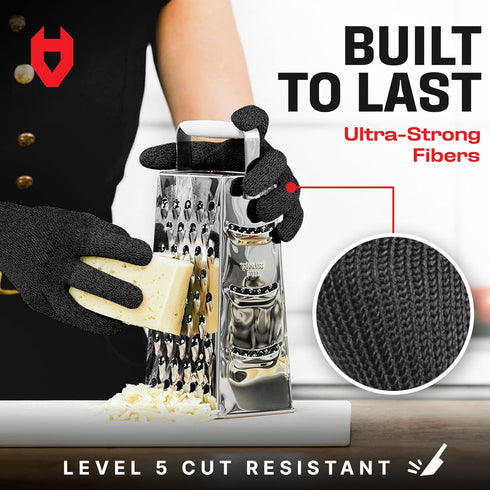 NoCry Cut Resistant Work Gloves for Women and Men, with Reinforced Fingers; Comfortable, 100% Food Grade Kitchen Cooking Gloves; Ambidextrous Safe...