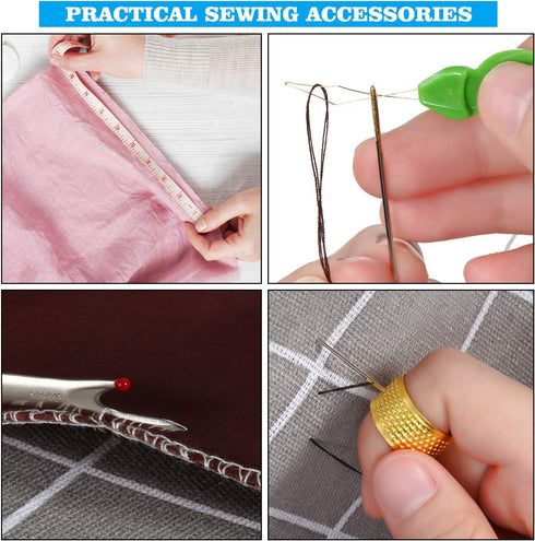 140 Pieces Sewing Tool Set Including Tomato Pin Cushion, Pumpkin Wrist Cushion, Glass Ball Head Pins, Self Threading Needle Gourd Shaped Needle Th...