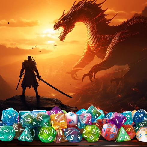 DND Dice Set?10x7 (70 Pieces) Polyhedral Dice with a Large Drawstring Bag Great for Dungeons and Dragons, Role Playing RPG MTG Table Game?10 Color...