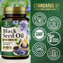 Black Seed Oil Softgels 1000mg - Premium Nigella Sativa Blackseed, Pure Natural Black Cumin Seed Oil & Antioxidant for Skin & Immune Support - Non...