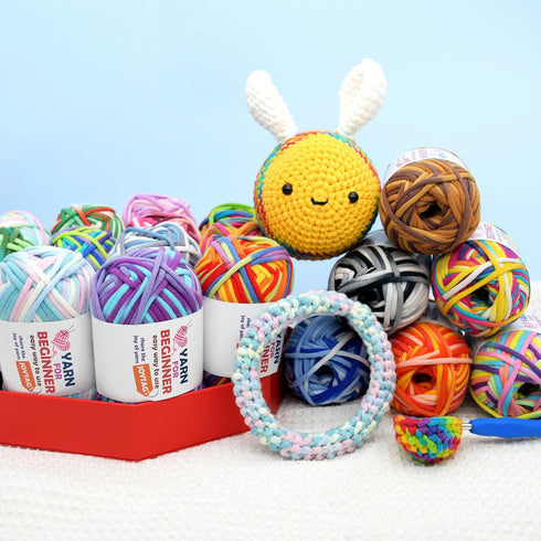 50g Rainbow Beginner Crochet Yarn for Crocheting and Knitting Multicolor Cotton Crochet Yarn for Beginners with Easy-to-See Stitches Cotton-Nylon ...